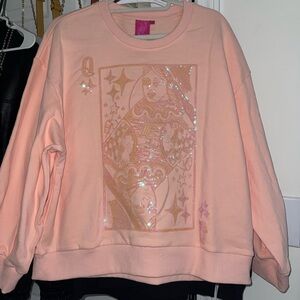 QUEEN OF SPARKLES Peach Card Sweatshirt